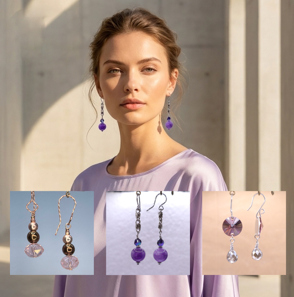 Earrings in purples